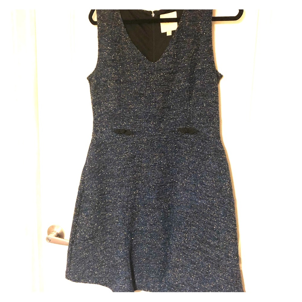 ModCloth Navy/Gold Tweed Fit and Flare Dress